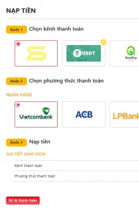 Bước 2: Nạp tiền